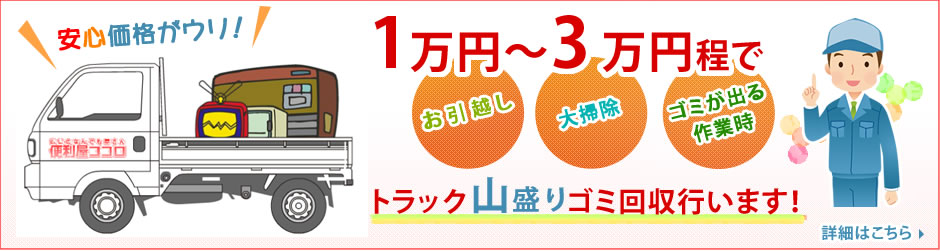 安心価格がウリ！
1万円～3万円程でトラック山盛りゴミ回収行います！